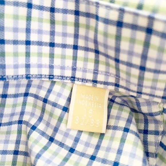 MICHAEL Michael Kors blue green plaid long sleeve non iron collared button down - Picture 6 of 9